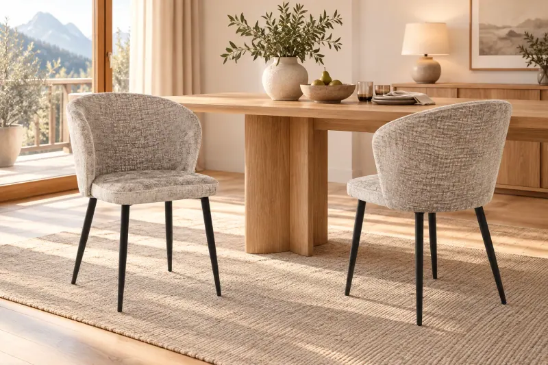 KI-Wohnidee mit Luse Esszimmerstuhl im 2er-Set mit Samtbezug, FSC®-zertifiziert – Lila