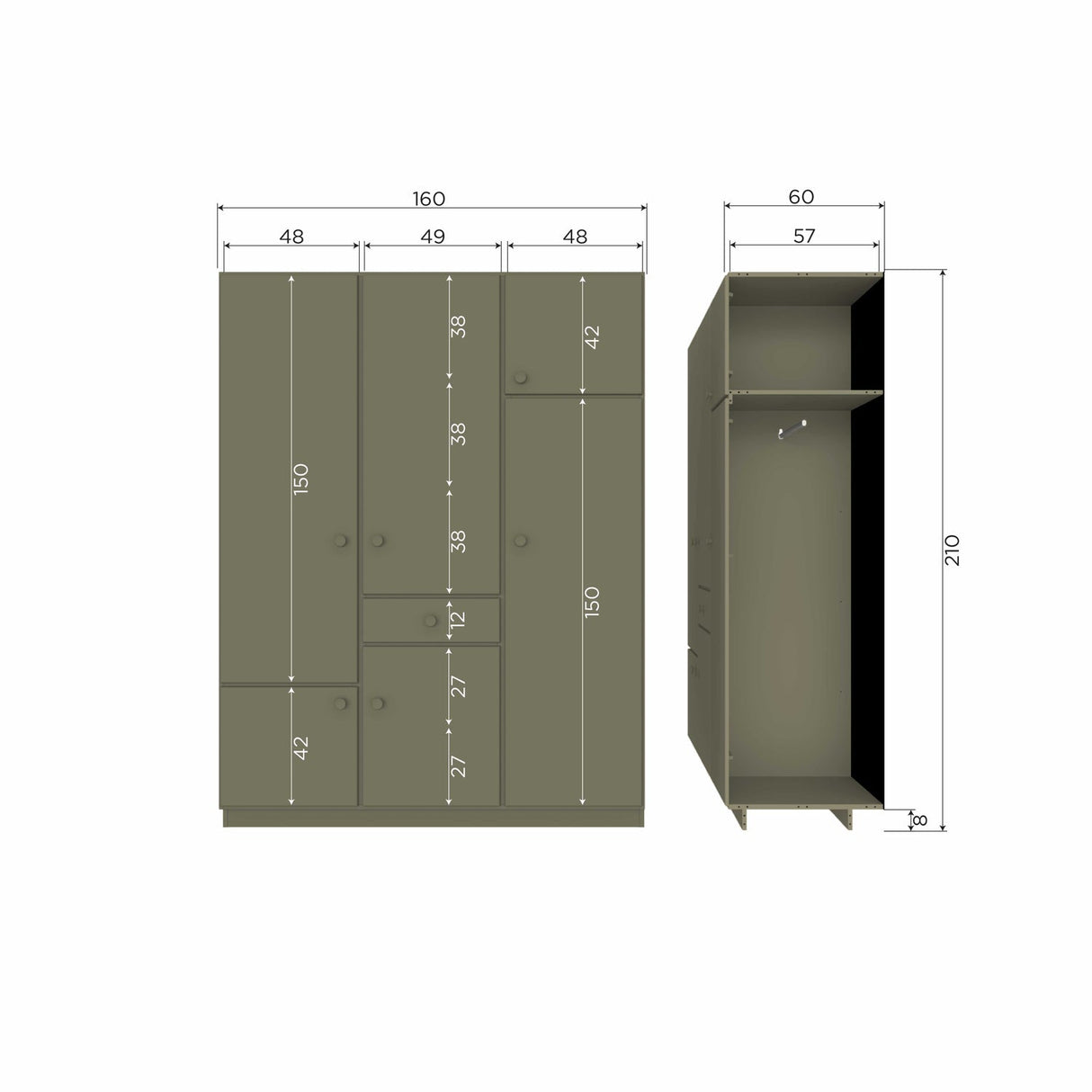 Alfie Kleiderschrank 160 cm - wald/Kiefer [fsc] - Kleiderschränke - ALVAHOME