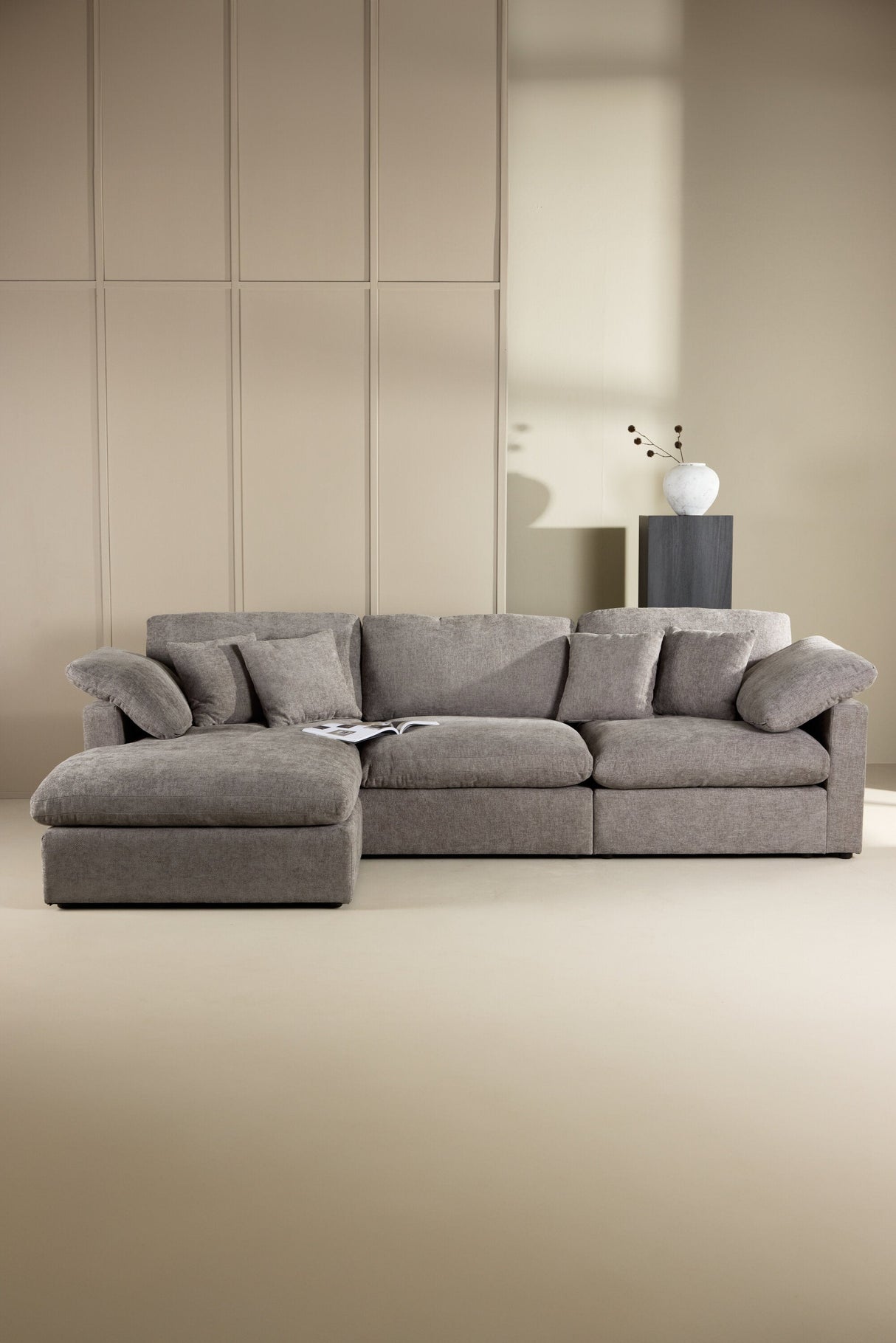 Amalfi Ecksofa - dunkelgrau/Polyester - Chaiselongue Sofas - ALVAHOME