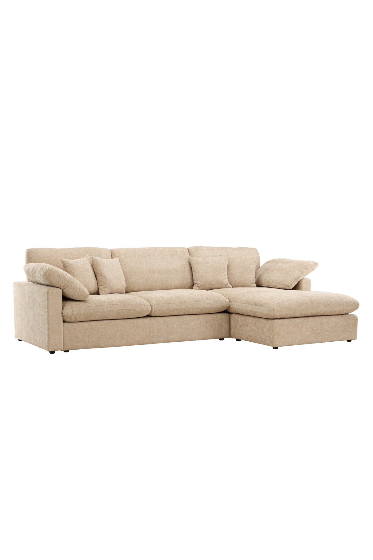Amalfi Ecksofa - sand/Polyester - Chaiselongue Sofas - ALVAHOME