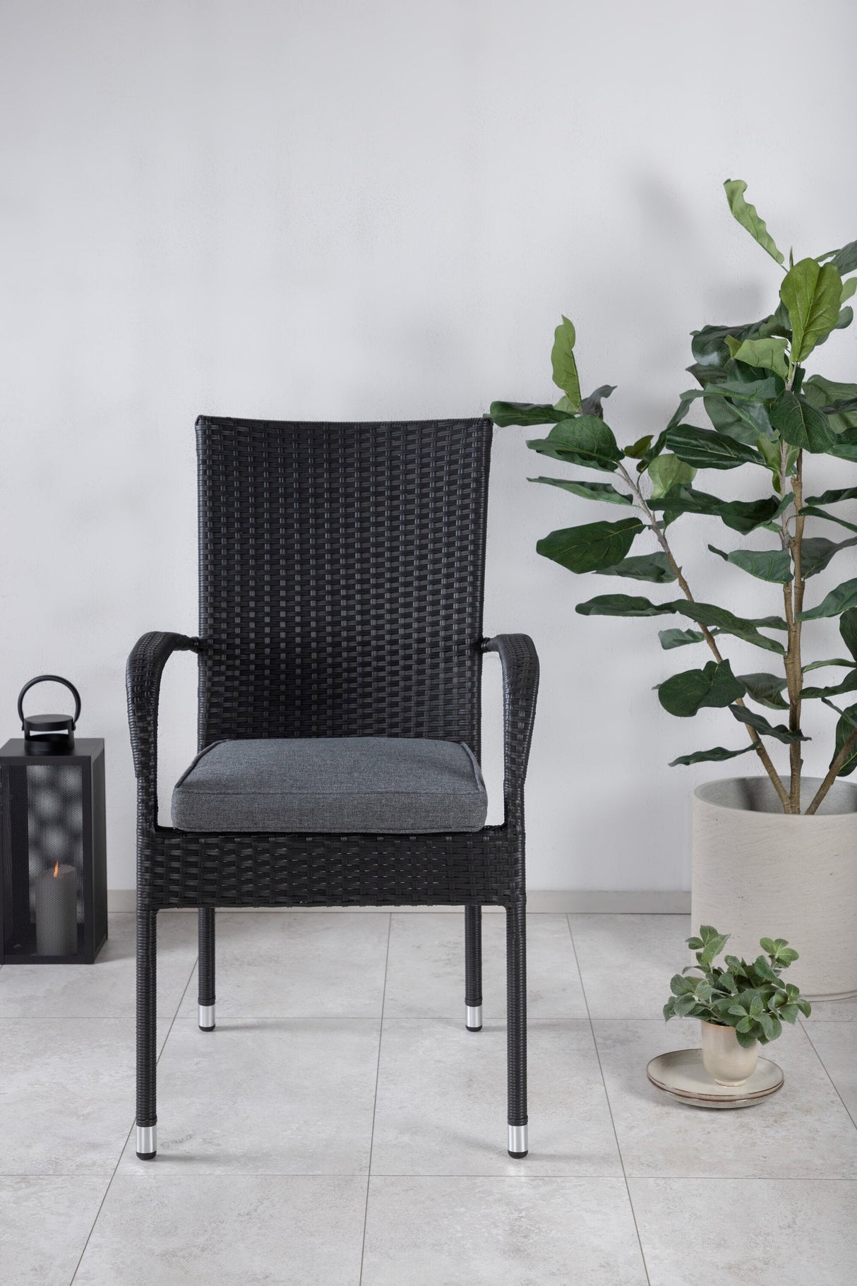 Anna Outdoor - Essstuhl - schwarz/Weidengeflecht - Outdoor - Essstühle - ALVAHOME