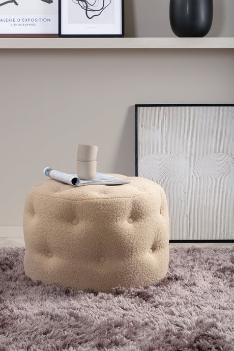 Benjamin Pouf - beige/Polyester - Teddy - Ottomane / Poufs - ALVAHOME
