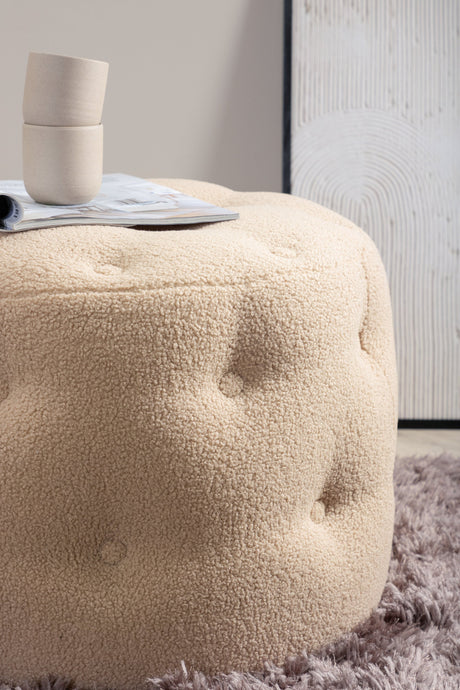 Benjamin Pouf - beige/Polyester - Teddy - Ottomane / Poufs - ALVAHOME