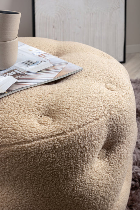 Benjamin Pouf - beige/Polyester - Teddy - Ottomane / Poufs - ALVAHOME