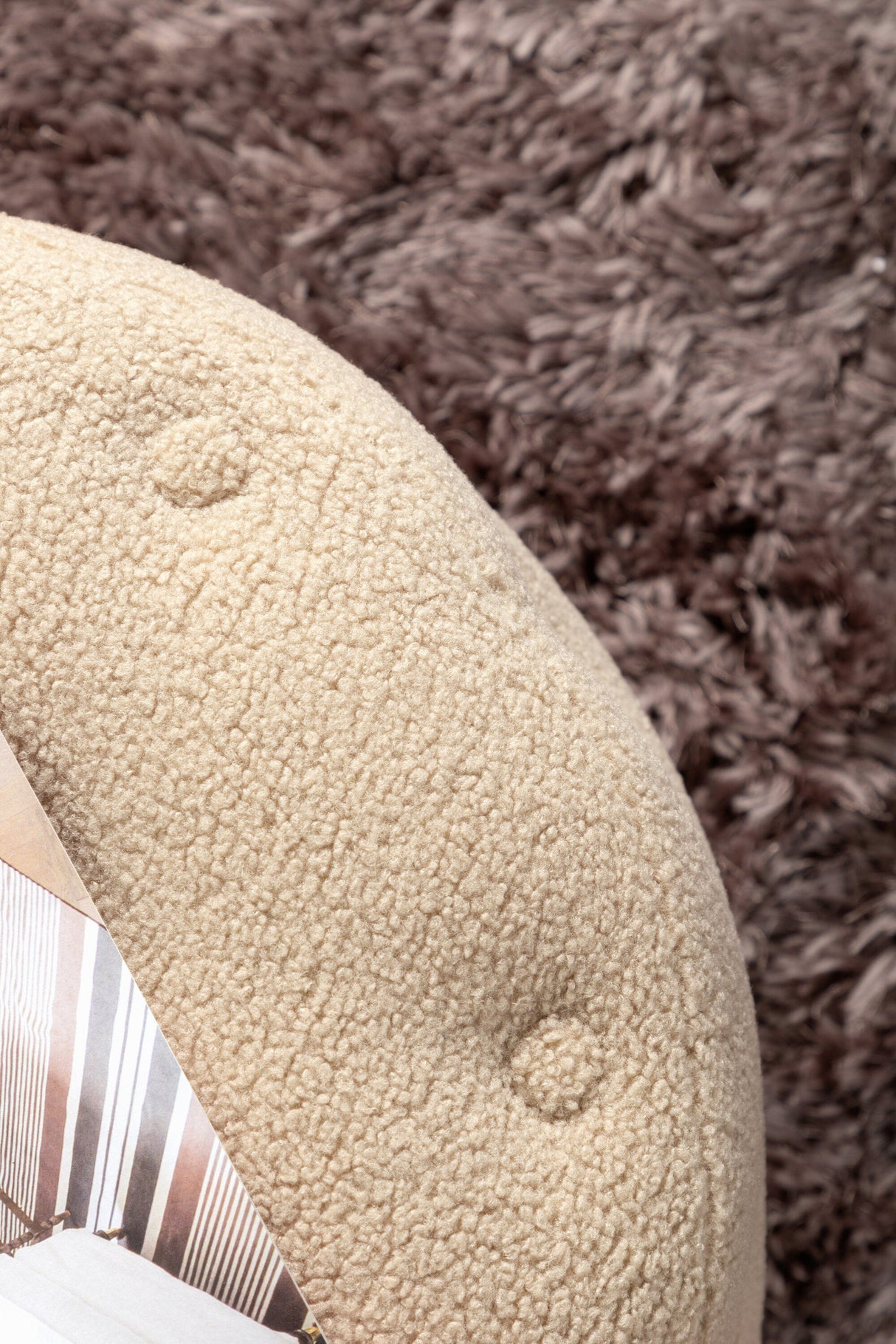 Benjamin Pouf - beige/Polyester - Teddy - Ottomane / Poufs - ALVAHOME
