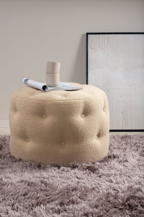 Benjamin Pouf - beige/Polyester - Teddy - Ottomane / Poufs - ALVAHOME