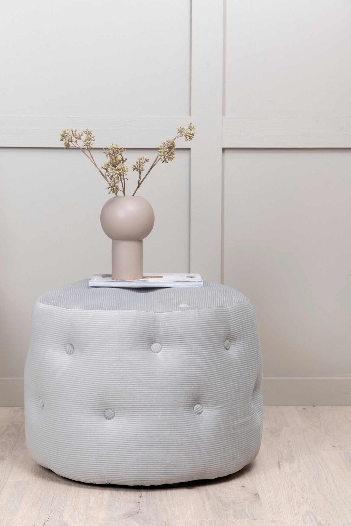 Benjamin Pouf - grau/Polyester - Kord - Ottomane / Poufs - ALVAHOME