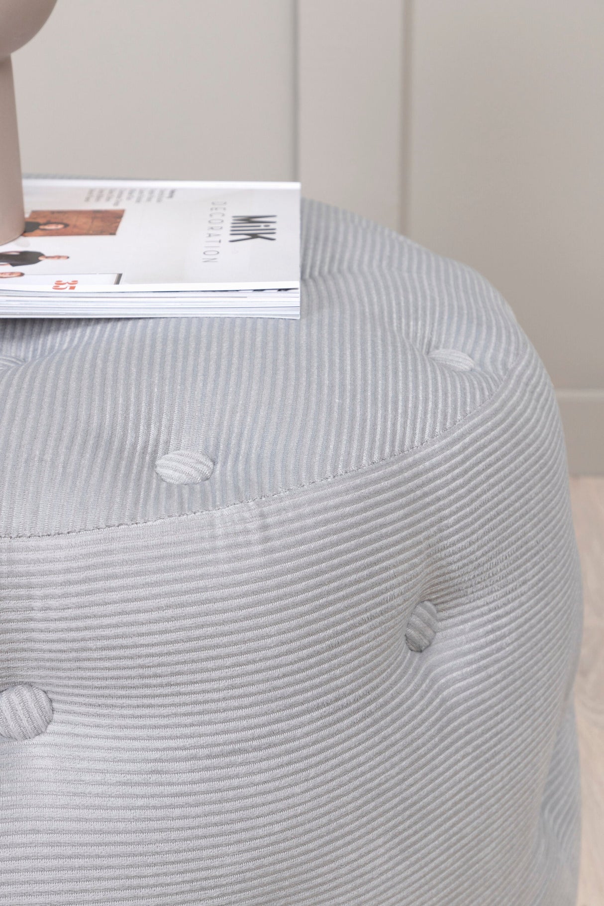 Benjamin Pouf - grau/Polyester - Kord - Ottomane / Poufs - ALVAHOME
