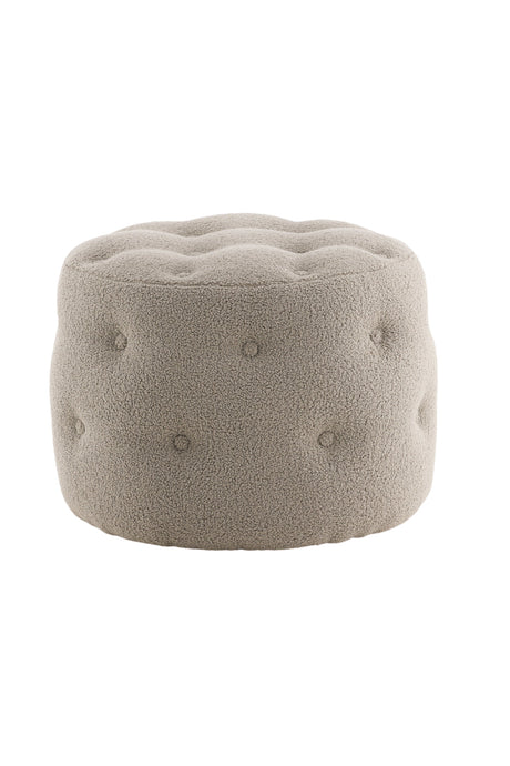Benjamin Pouf - greige/Polyester - Teddy - Ottomane / Poufs - ALVAHOME