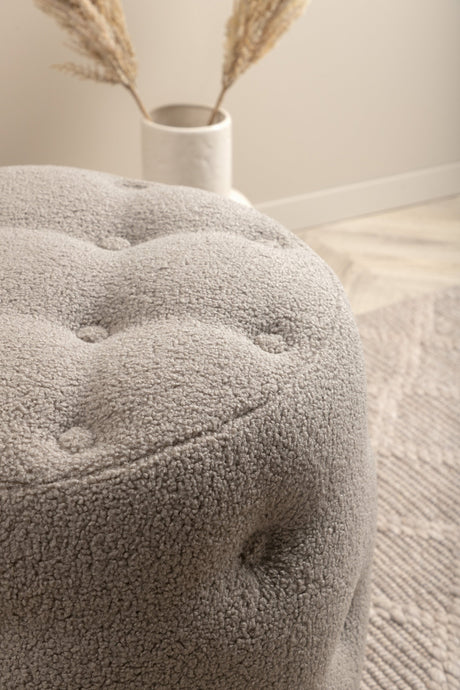 Benjamin Pouf - greige/Polyester - Teddy - Ottomane / Poufs - ALVAHOME