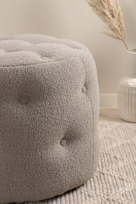 Benjamin Pouf - greige/Polyester - Teddy - Ottomane / Poufs - ALVAHOME