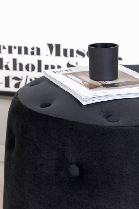 Benjamin Pouf - schwarz/Polyester - Samt - Ottomane / Poufs - ALVAHOME