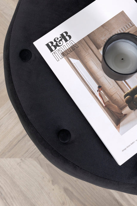 Benjamin Pouf - schwarz/Polyester - Samt - Ottomane / Poufs - ALVAHOME