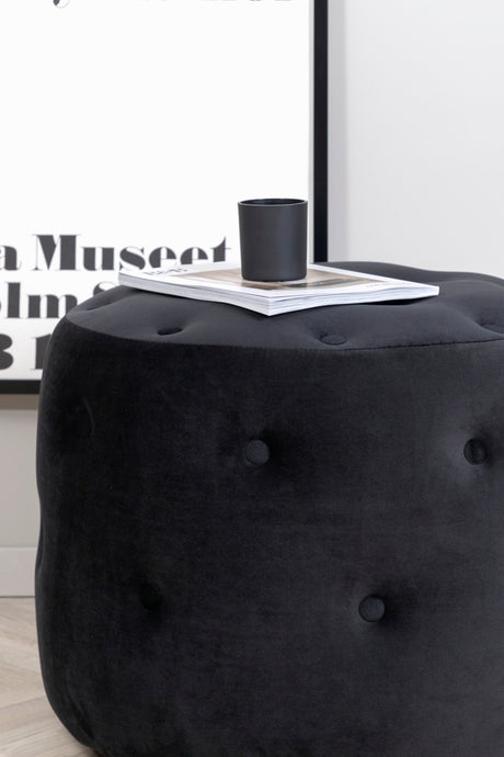 Benjamin Pouf - schwarz/Polyester - Samt - Ottomane / Poufs - ALVAHOME