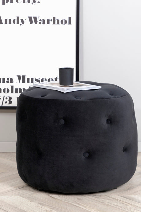 Benjamin Pouf - schwarz/Polyester - Samt - Ottomane / Poufs - ALVAHOME