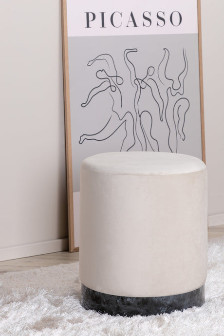 Benji Pouf - beige/Polyester - Samt - Ottomane / Poufs - ALVAHOME