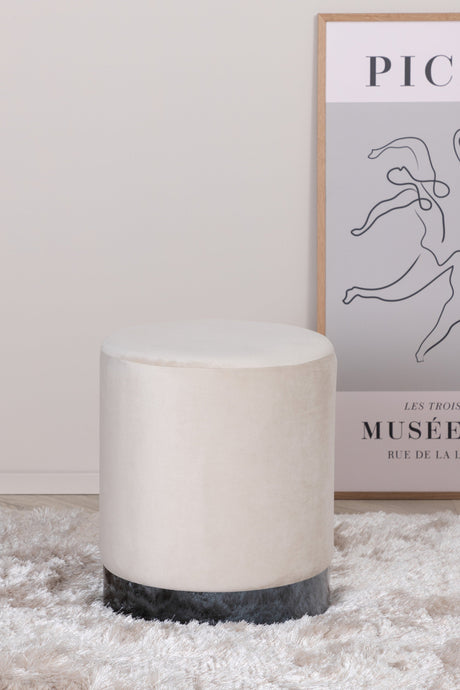 Benji Pouf - beige/Polyester - Samt - Ottomane / Poufs - ALVAHOME