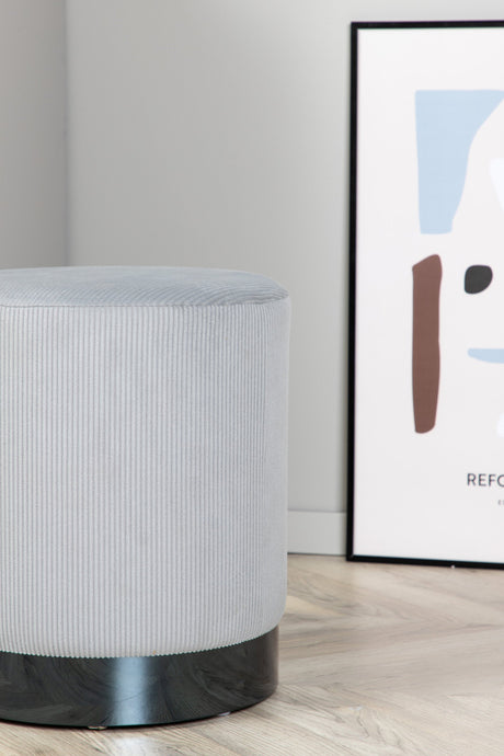 Benji Pouf - grau/Polyester - Kord - Ottomane / Poufs - ALVAHOME