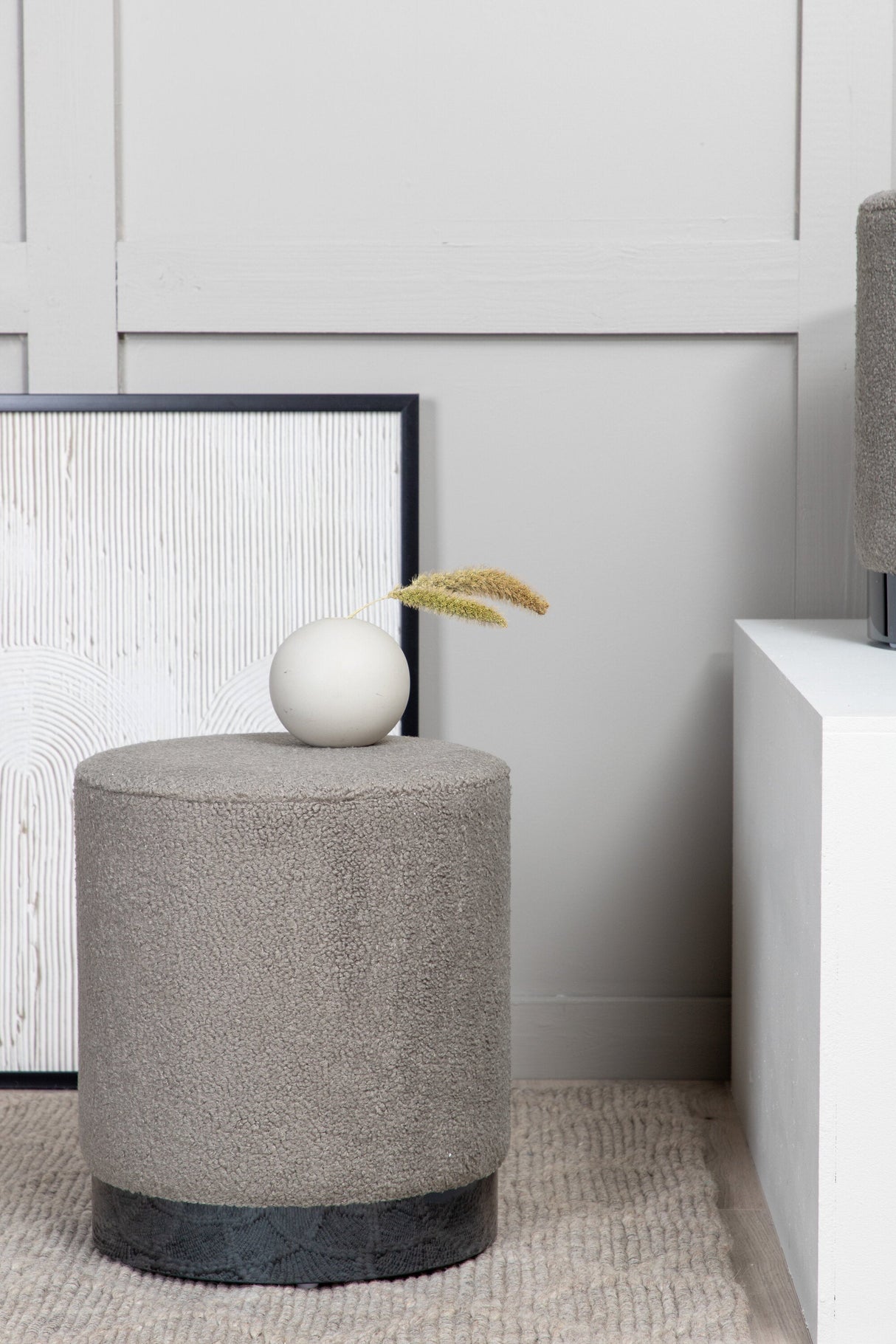 Benji Pouf - greige/Polyester - Teddy - Ottomane / Poufs - ALVAHOME