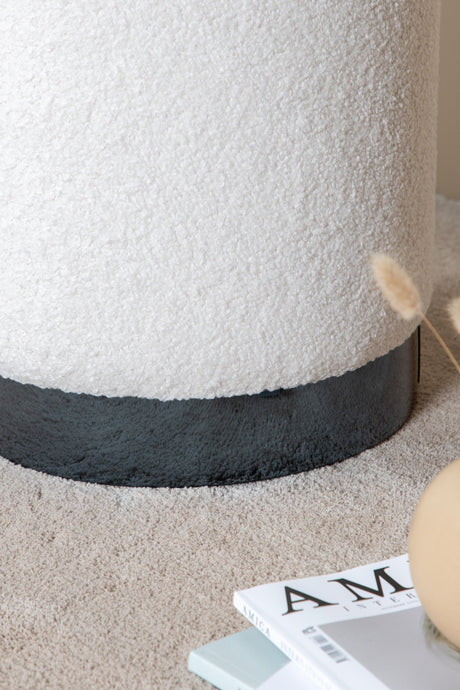 Benji Pouf - weiß/Polyester - Teddy - Ottomane / Poufs - ALVAHOME