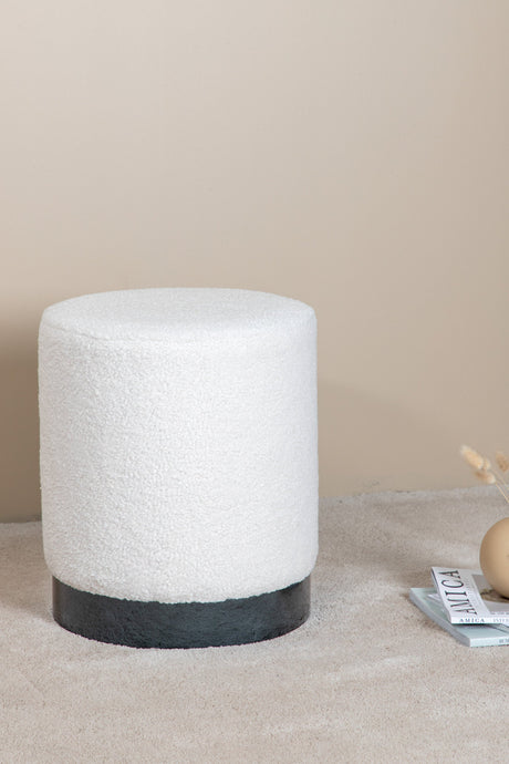 Benji Pouf - weiß/Polyester - Teddy - Ottomane / Poufs - ALVAHOME
