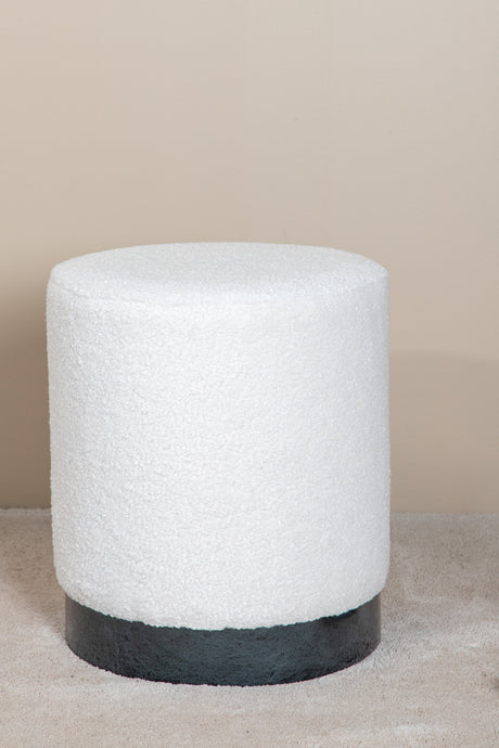 Benji Pouf - weiß/Polyester - Teddy - Ottomane / Poufs - ALVAHOME