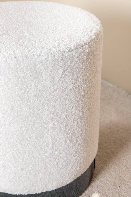 Benji Pouf - weiß/Polyester - Teddy - Ottomane / Poufs - ALVAHOME