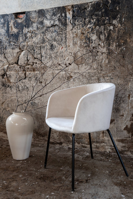 Berit Esszimmerstuhl - beige/Polyester - Samt - Essstühle - ALVAHOME