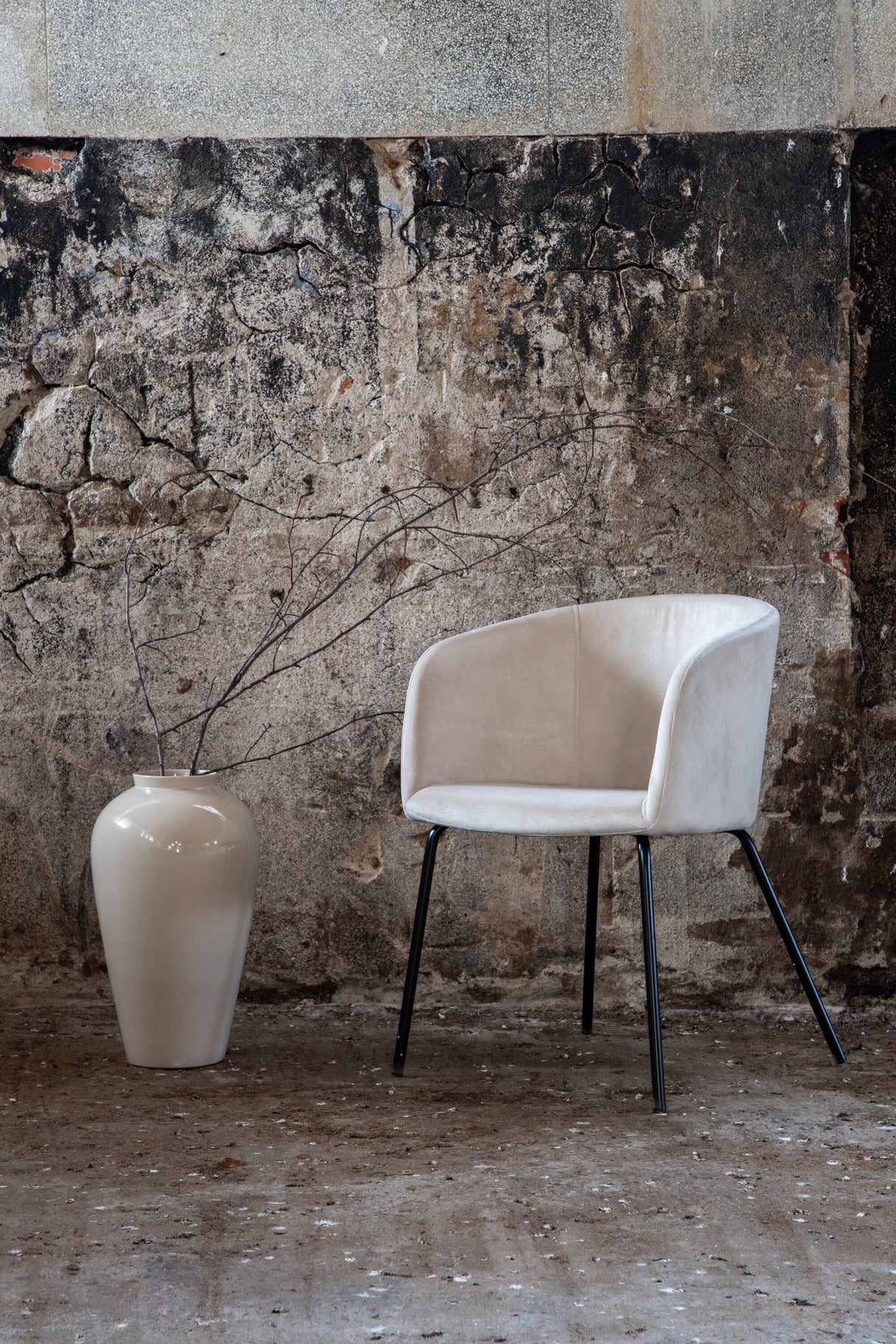 Berit Esszimmerstuhl - beige/Polyester - Samt - Essstühle - ALVAHOME