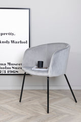 Berit Esszimmerstuhl - grau/Polyester - Samt - Essstühle - ALVAHOME