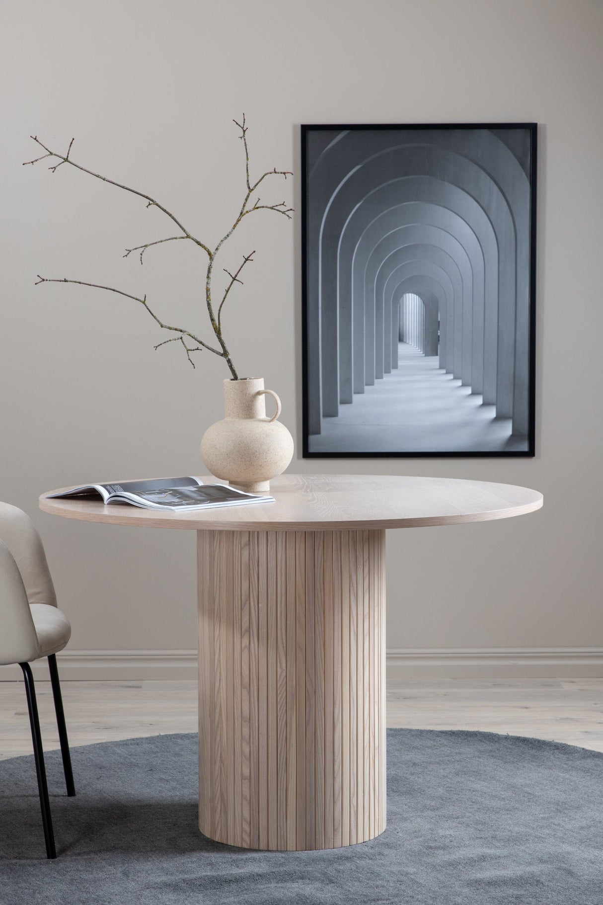 Bianca runder Esstisch - white - wash/Furnier - Runde Esstische - ALVAHOME