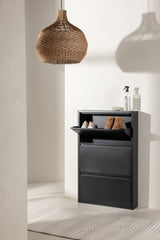 Bonito Schuhschrank - schwarz/Stahl - Schuhschränke - ALVAHOME