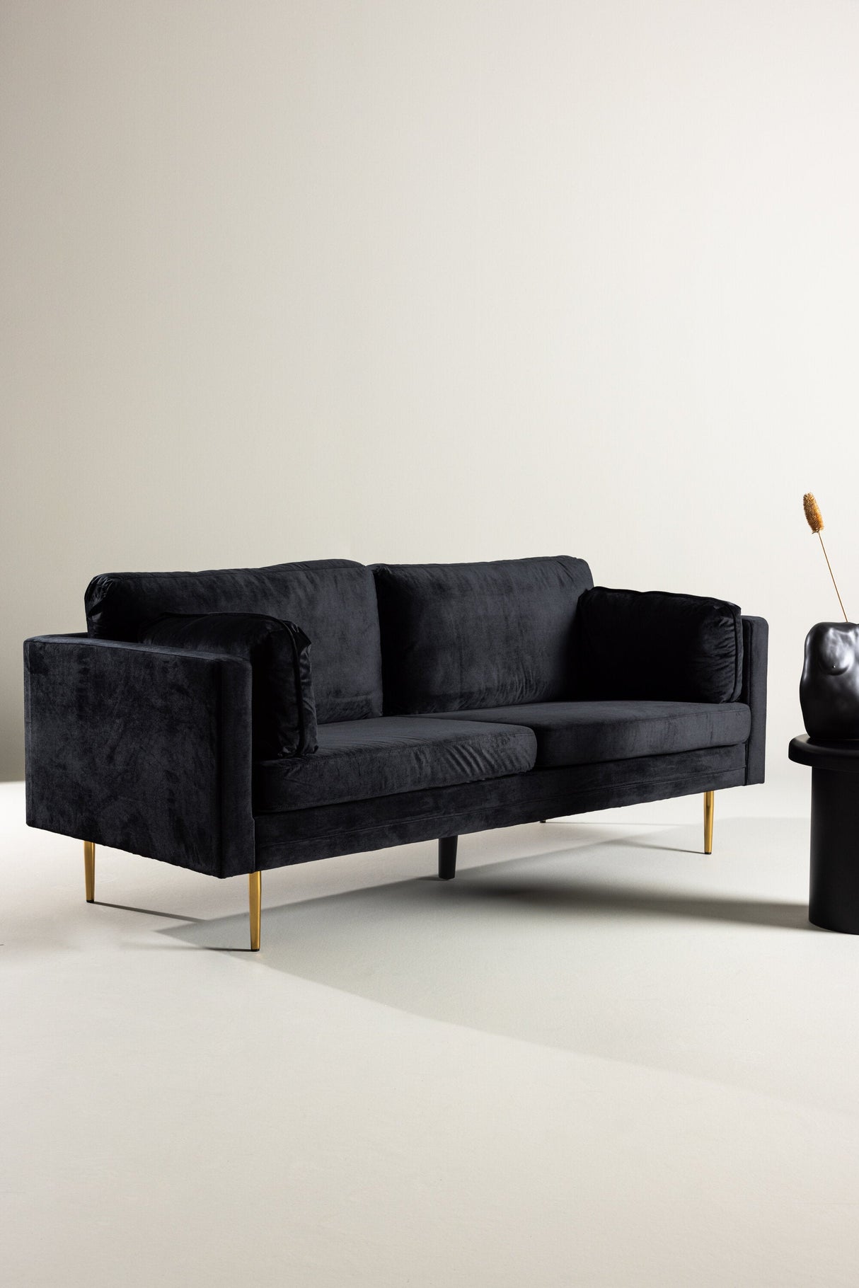 Boom 3 - Sitzer Sofa - schwarz/Polyester - Samt - 3 - Sitzer Sofas - ALVAHOME