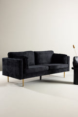 Boom 3 - Sitzer Sofa - schwarz/Polyester - Samt - 3 - Sitzer Sofas - ALVAHOME