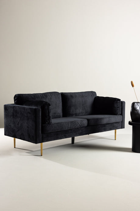 Boom 3 - Sitzer Sofa - schwarz/Polyester - Samt - 3 - Sitzer Sofas - ALVAHOME