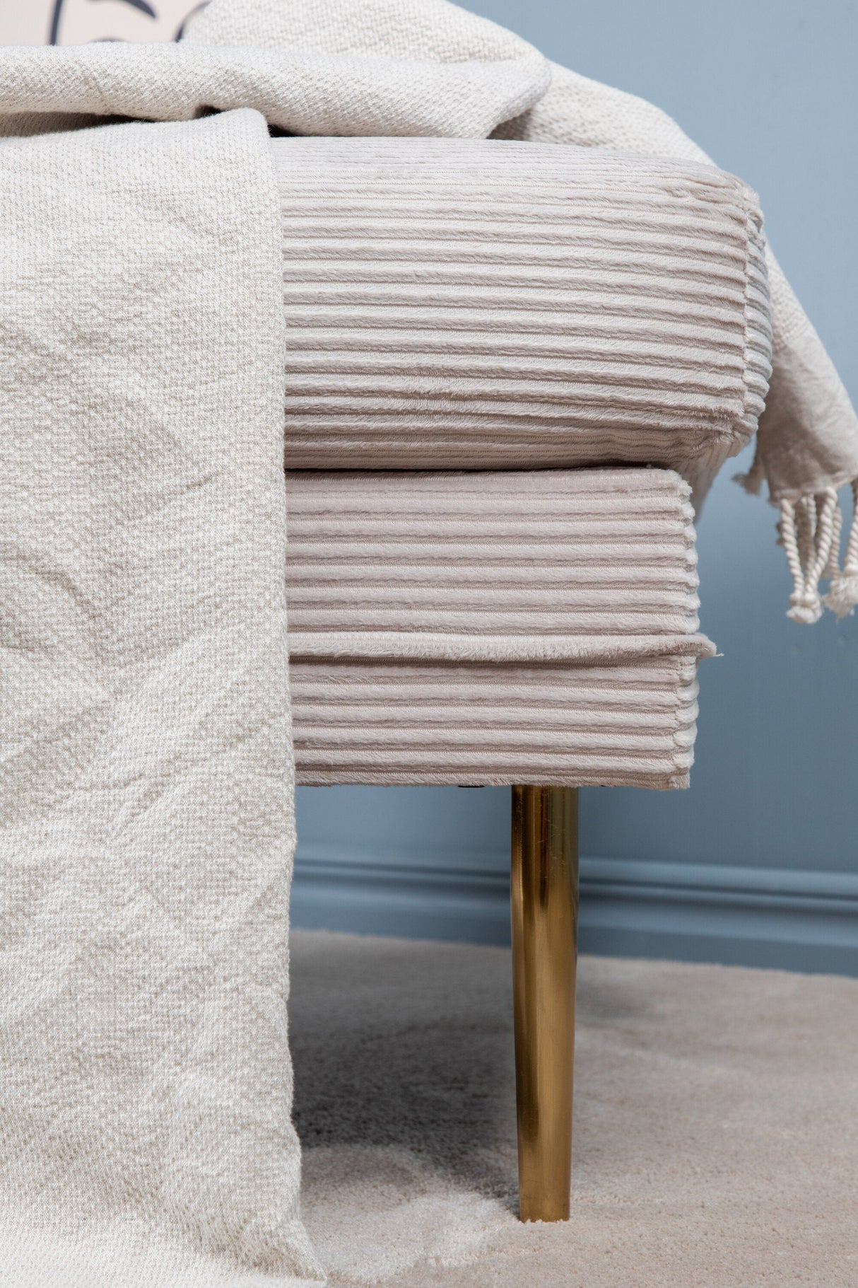 Boom Ottoman - beige/Polyester - Kord - Ottomane / Poufs - ALVAHOME