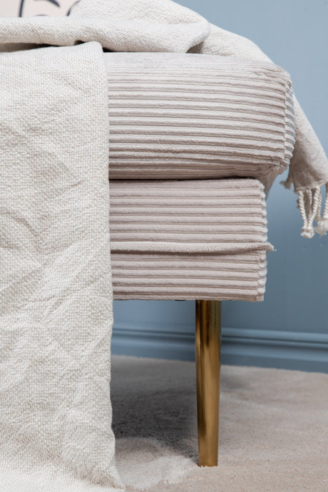 Boom Ottoman - beige/Polyester - Kord - Ottomane / Poufs - ALVAHOME