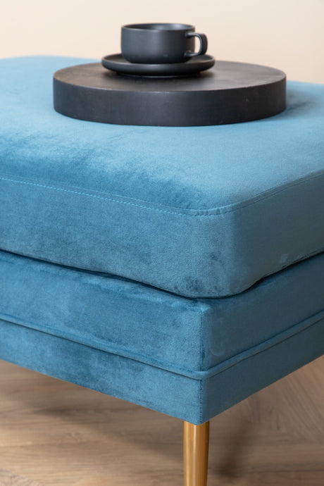 Boom Ottoman - blau/Polyester - Samt - Ottomane / Poufs - ALVAHOME