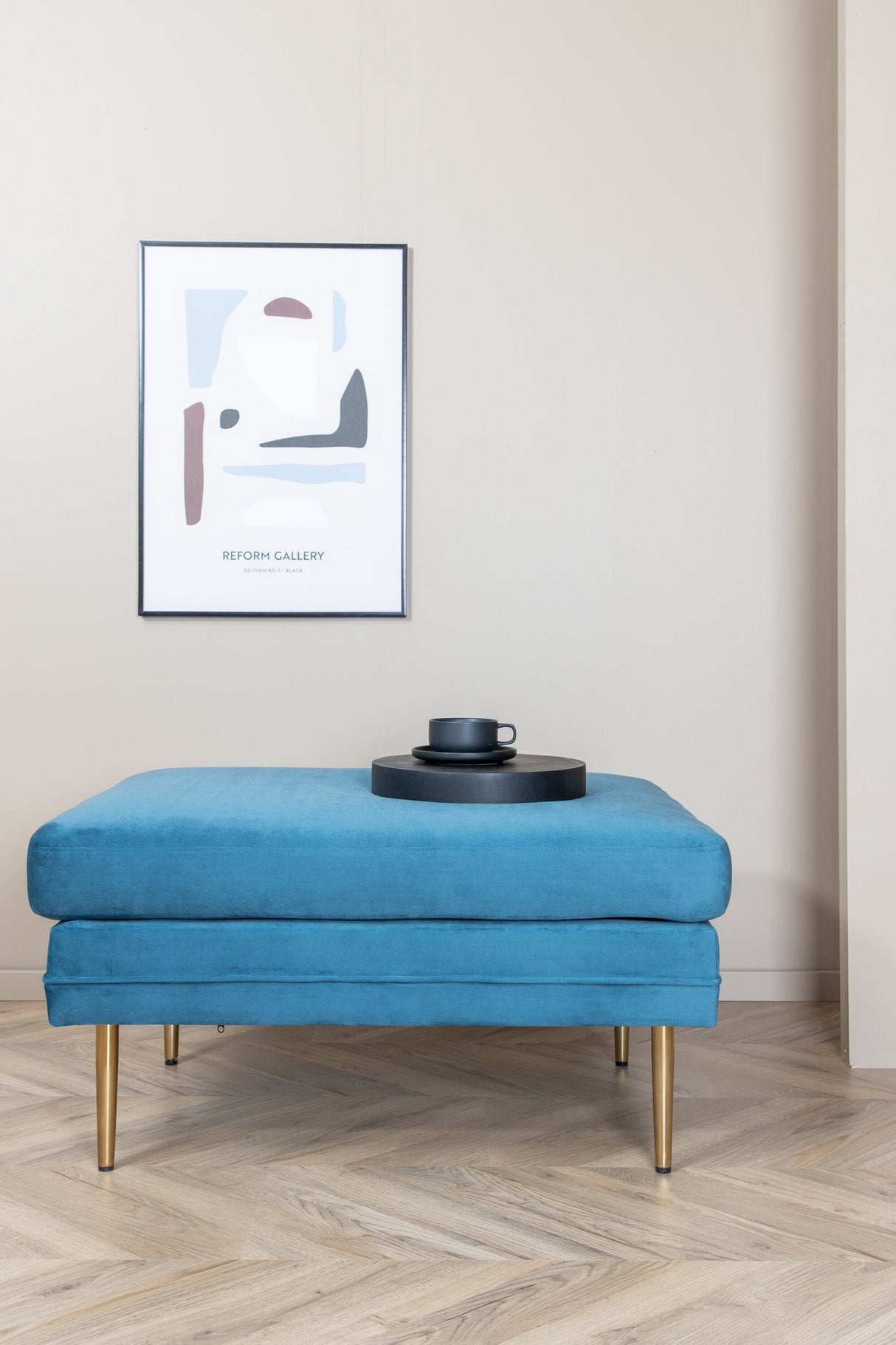 Boom Ottoman - blau/Polyester - Samt - Ottomane / Poufs - ALVAHOME