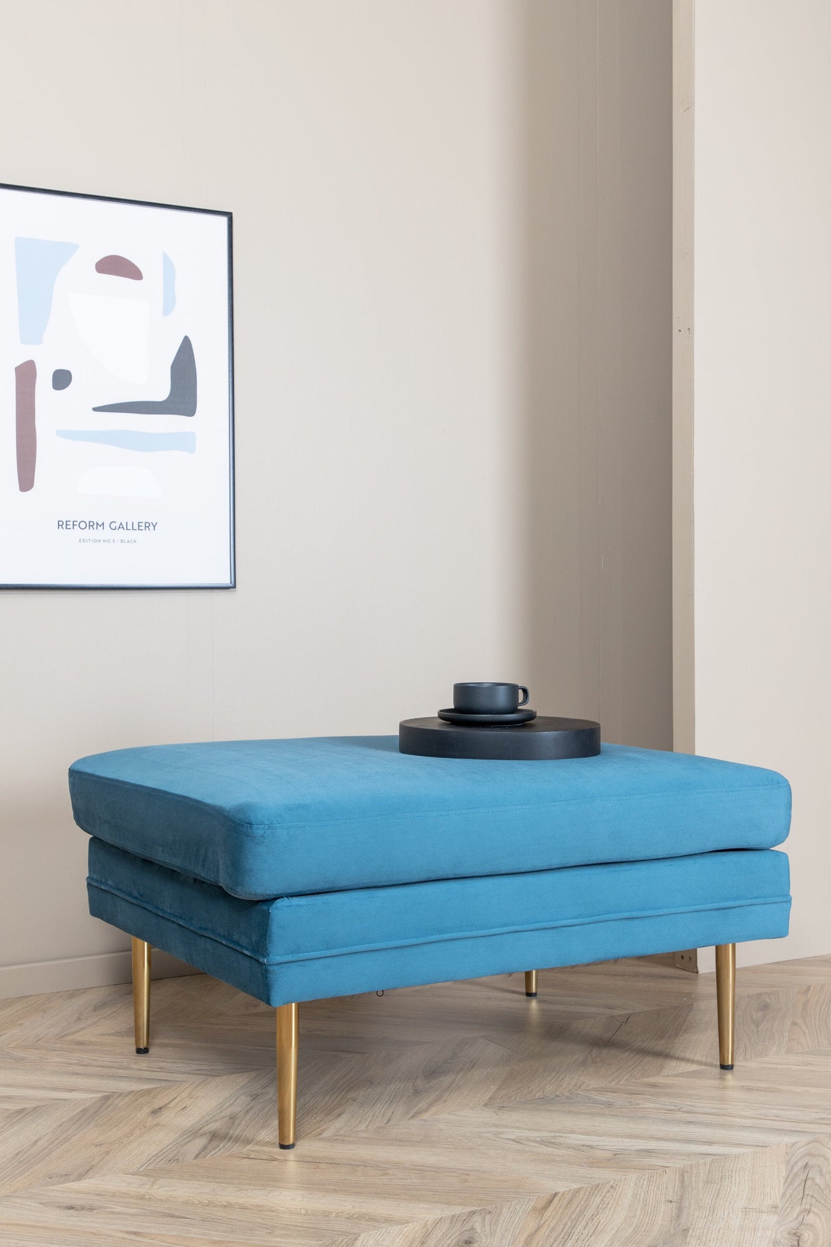 Boom Ottoman - blau/Polyester - Samt - Ottomane / Poufs - ALVAHOME