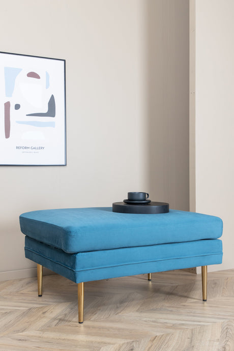 Boom Ottoman - blau/Polyester - Samt - Ottomane / Poufs - ALVAHOME