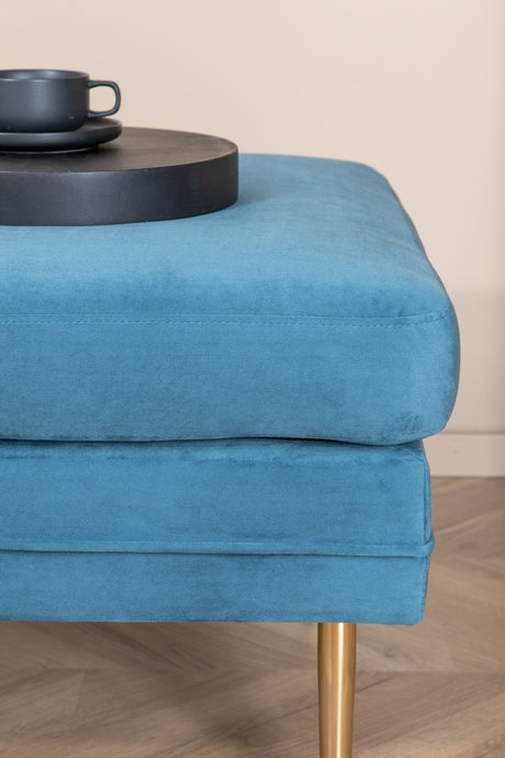 Boom Ottoman - blau/Polyester - Samt - Ottomane / Poufs - ALVAHOME