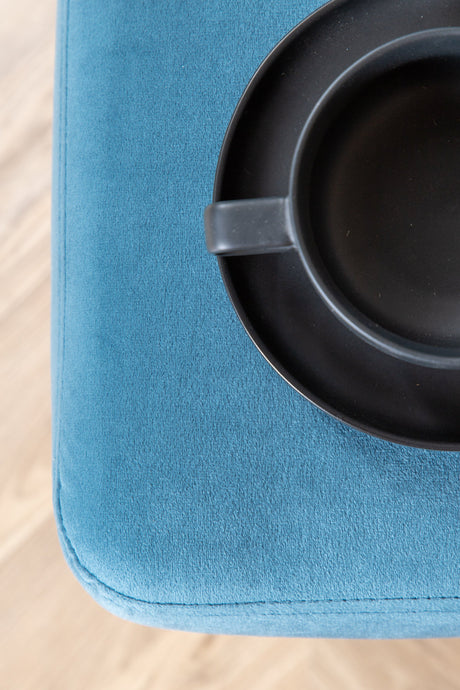 Boom Ottoman - blau/Polyester - Samt - Ottomane / Poufs - ALVAHOME