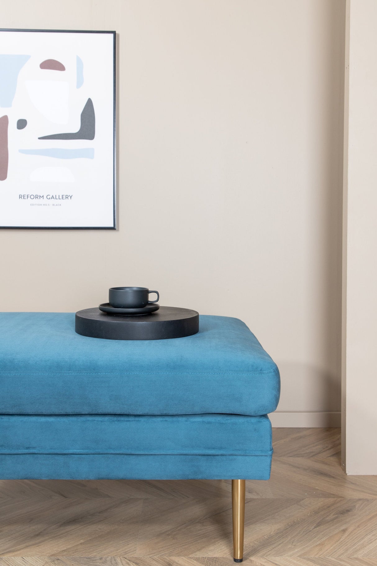 Boom Ottoman - blau/Polyester - Samt - Ottomane / Poufs - ALVAHOME