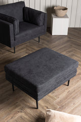 Boom Ottoman - schwarz/Polyester - Leinen - Ottomane / Poufs - ALVAHOME
