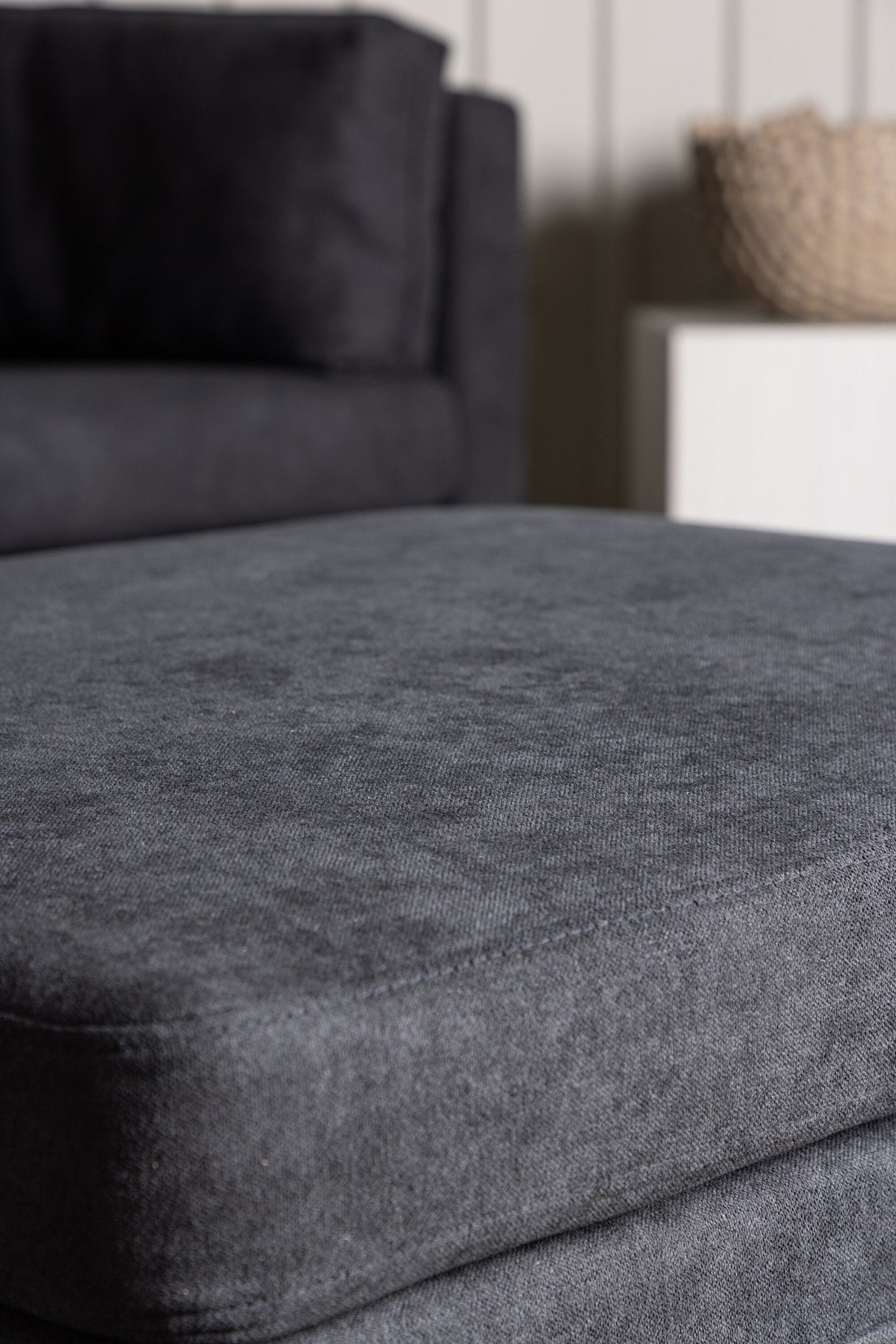 Boom Ottoman - schwarz/Polyester - Leinen - Ottomane / Poufs - ALVAHOME