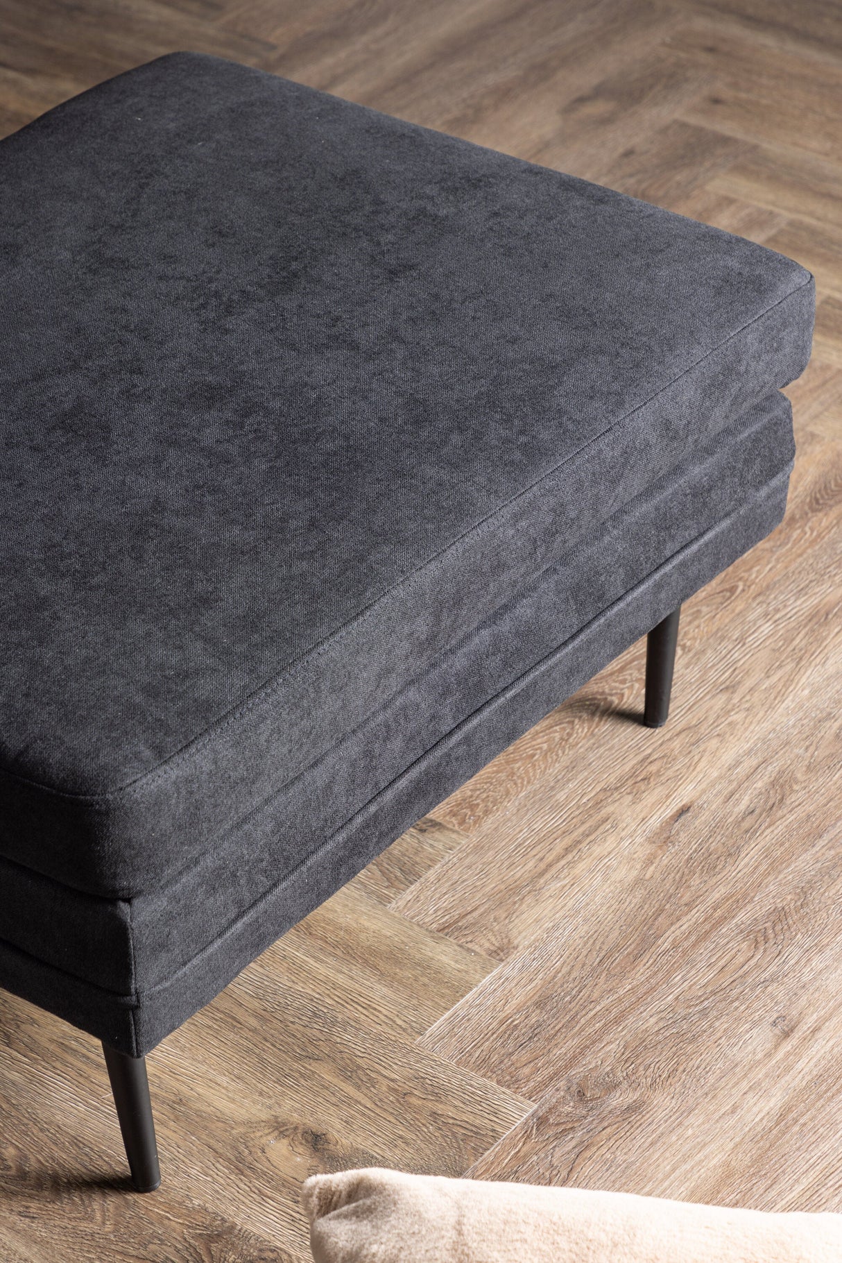 Boom Ottoman - schwarz/Polyester - Leinen - Ottomane / Poufs - ALVAHOME