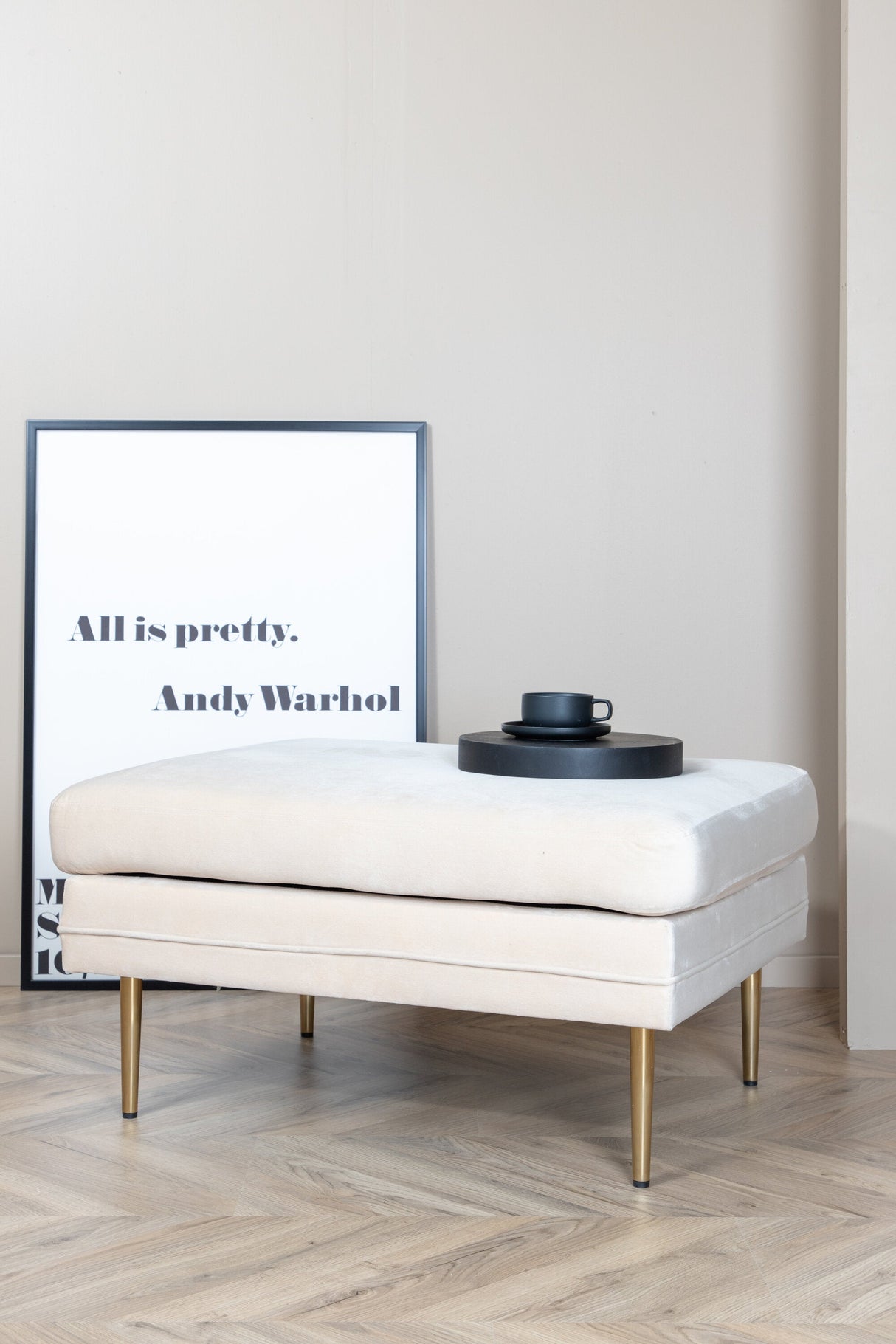 Boom Ottoman - weiß/Polyester - Samt - Ottomane / Poufs - ALVAHOME