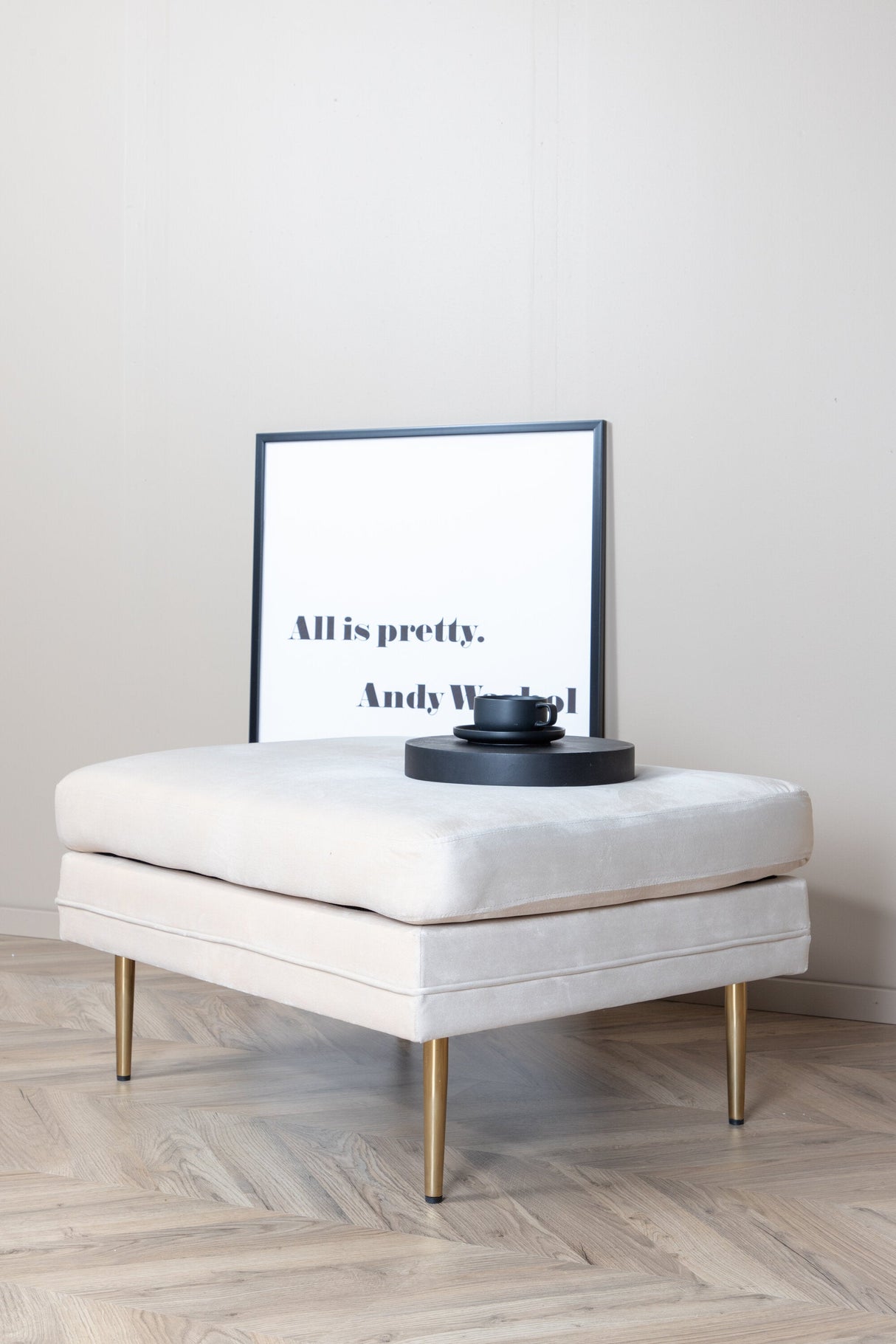 Boom Ottoman - weiß/Polyester - Samt - Ottomane / Poufs - ALVAHOME