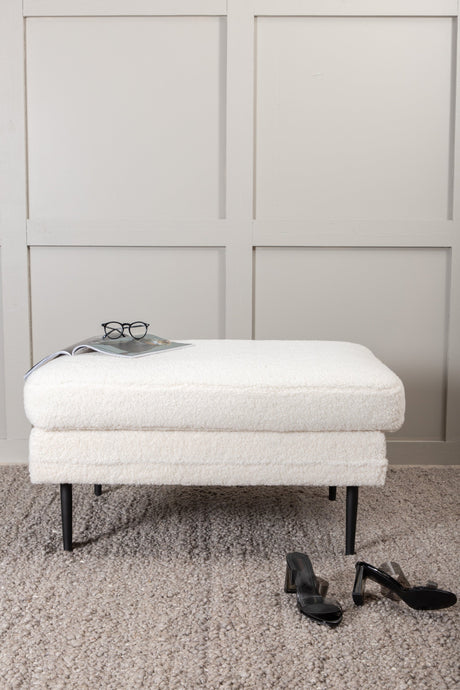Boom Ottoman - weiß/Polyester - Teddy - Ottomane / Poufs - ALVAHOME